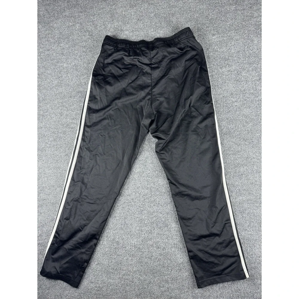 Adidas Y2K Polyester Track Pants Black White LARGE Baggy 3 Stripe Skater